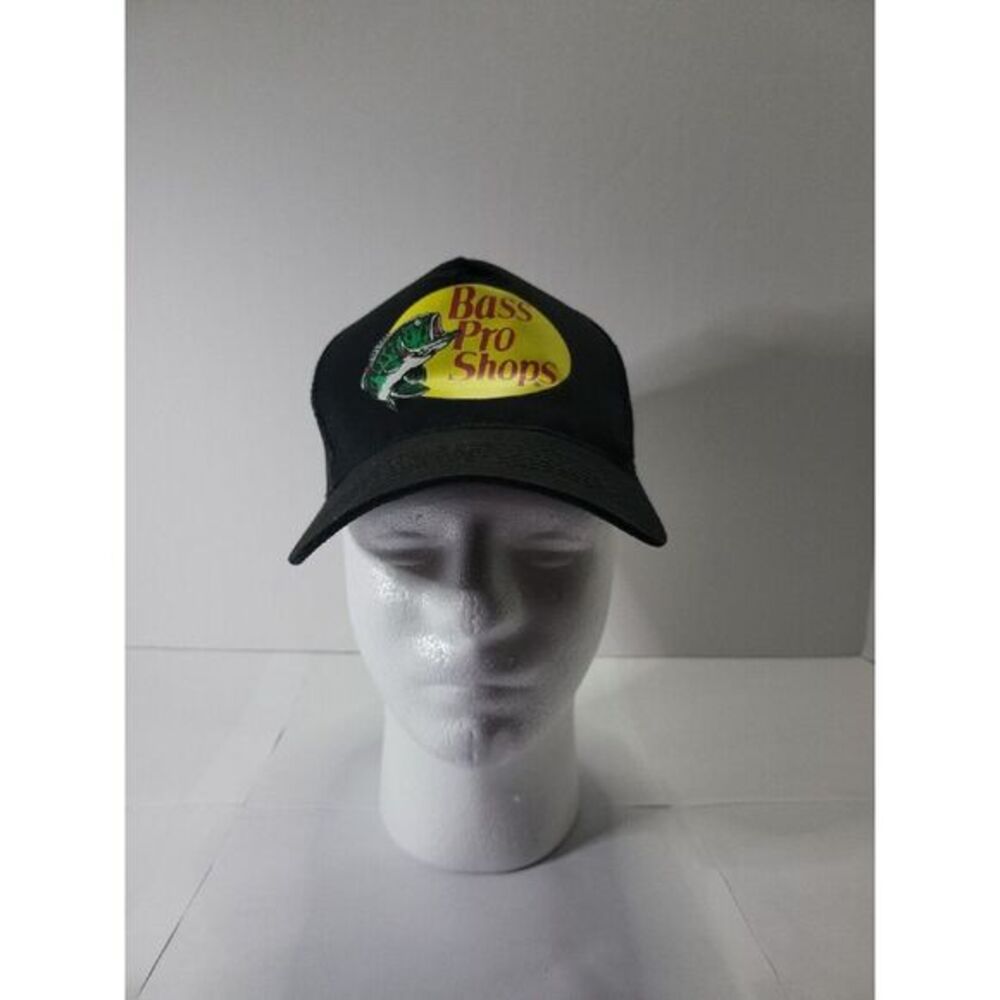 Bass Pro Shops Hat Mesh Black Snapback Trucker Baseball Fishing Outdoor Cap